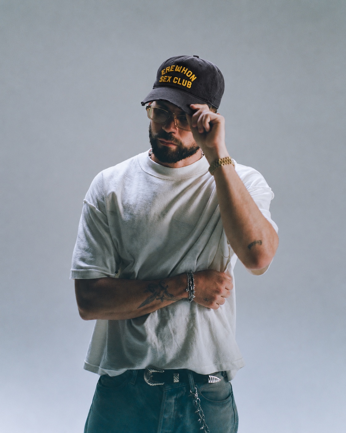Washed Age Black Hat by LA Cult Classics worn by a model