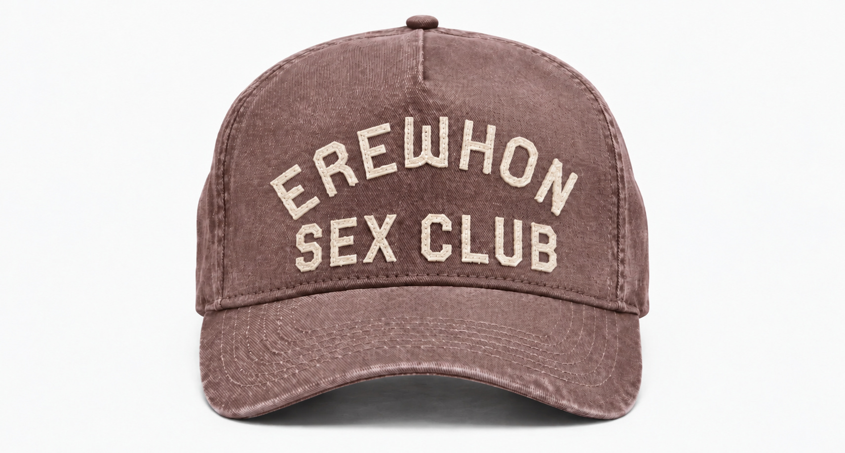 LA Cult Classics Erewhon Sex Club hat: Washed Brown Hat — Washed brown with cream embroidery
