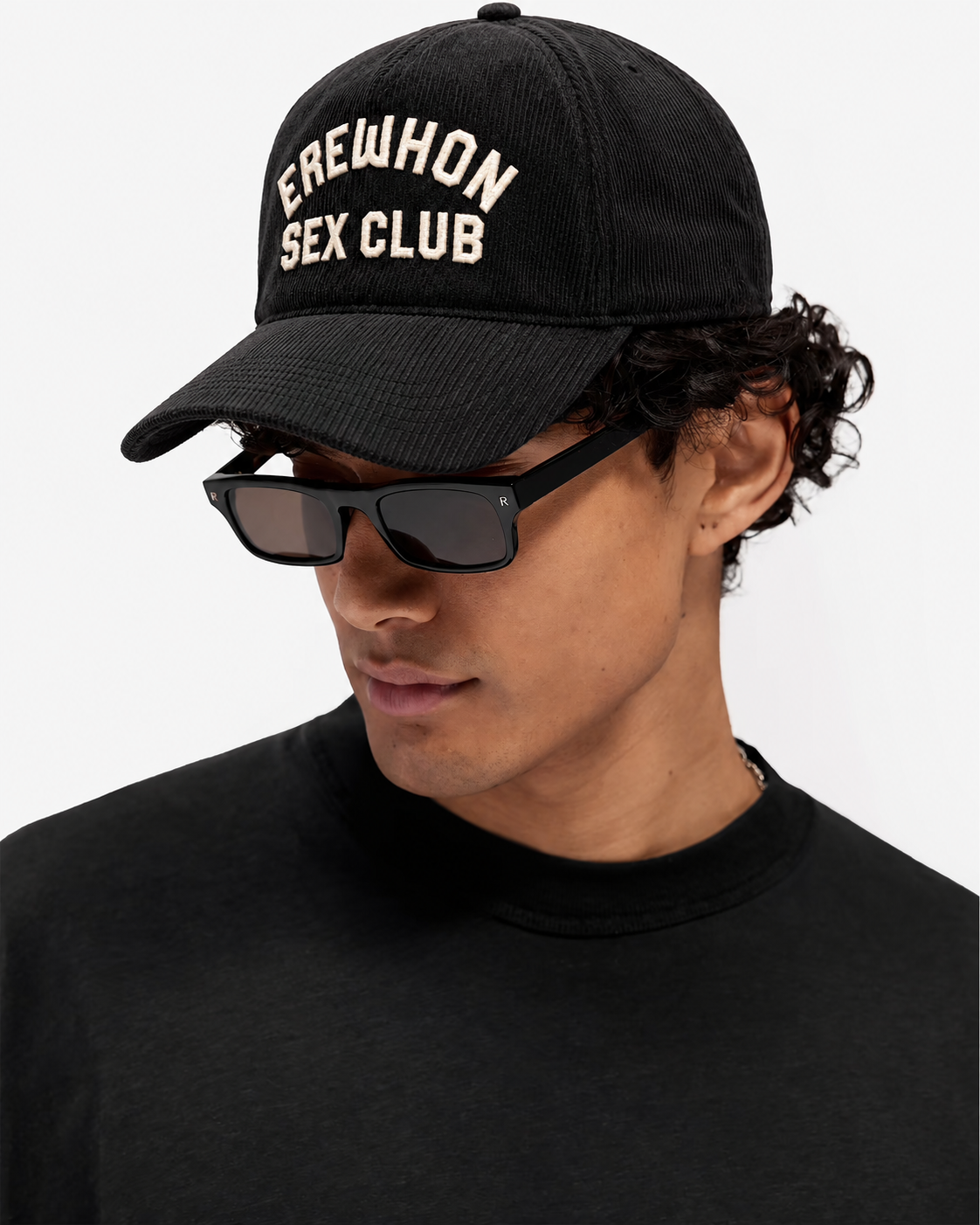 Jet Black Cord Hat LA Cult Classics Erewhon Sex Club hat worn by a model, photo 2